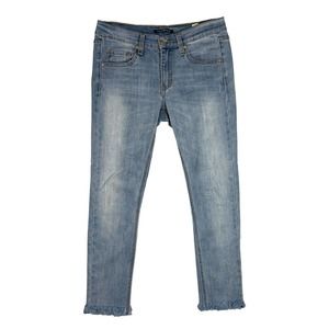Brandy Melville Size M Low Rise Skinny Ankle Jean Frayed Hem Cotton Stretch Y2K